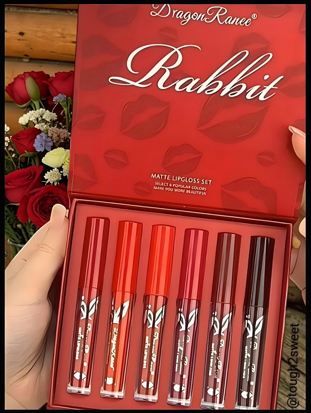 🆕️RABBIT 6 COLOR VELVET MATTE REDS WATERPROOF, NON STICKY LIPGLOSS GIFT SET